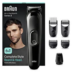 Braun Series 7 MGK3420 Hepsi Bir Arada Şekillendirme Seti 6'sı 1 Arada Erkek Bakım Kiti Siyah
