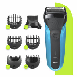 Braun 3 Serisi 310BT Blu 3 in 1 Islak ve Kuru Kullanım Tıraş Makinesi ve Sakal Şekillendirici Mavi / Siyah
