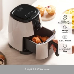 Karaca Smart Cook 60 Dakikaya Kadar Zaman Ayarlı Compact Airfryer Krem 2.2 Litre