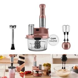 Karaca Mastermaid Prosteel Cam Mutfak Robotu Uzun Blender Ayaklı 6 Bıçaklı 2500 W Rosegold