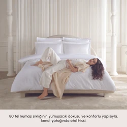 Karaca Home White Collection Ina 80 Tel %100 Pamuk Percale Çift Kişilik Nevresim Takımı Beyaz