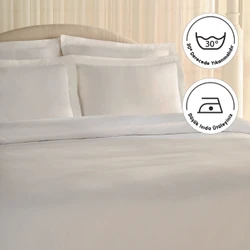 Karaca Home White Collection Ina 80 Tel %100 Pamuk Percale Çift Kişilik Nevresim Takımı Beyaz