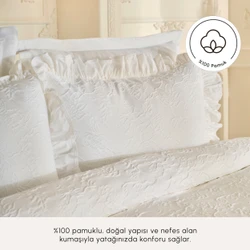 Karaca Home White Collection Tyra %100 Pamuk Çift Kişilik Yatak Örtüsü Beyaz