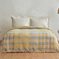 Karaca Home Striped %100 Pamuk Çift Kişilik Müslin Pike Mavi