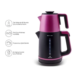 Karaca Berry Tea XL 2in1 Çelik Demlikli Çay Makinesi ve Kettle Pinkberry