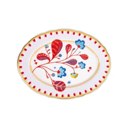 Baci Milano Mamma Mia Yaprak Desenli Oval Servis Tabağı 34 cm x 25 cm_0