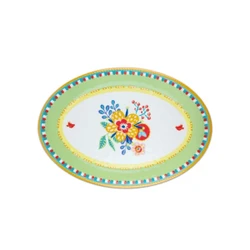 Baci Milano Mamma Mia Çiçek Desenli Oval Servis Tabağı 50 cm x 35 cm