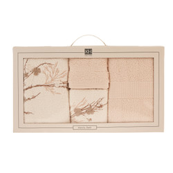 Karaca Home Lenny Bej-Offwhite 4 Parça Nakışlı Havlu Seti