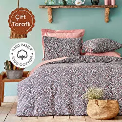 Karaca Home Flori Somon %100 Pamuk Çift Taraflı Çift Kişilik Nevresim Takımı