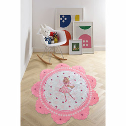 Karaca Home Circle Genç Peri Baskılı Halı 100x100cm