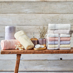 Karaca Home Olie Offwhite Somon Lila Sarı %100 Pamuk 10'lu Havlu Seti 50x90 cm