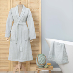 Karaca Home Serenity Mint %100 Pamuk Brodeli Bornoz Seti