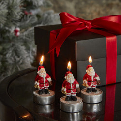 Karaca Home New Year Yılbaşı Santa 3'lü Tealight Mum 18,5x6,7 cm