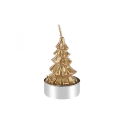 Karaca Home New Year Yılbaşı Gold Tree 3'lü Tealight Mum 3,8x3,8x7 Cm