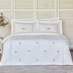 Karaca Home Cavale Çift Kişilik Percale Nevresim Takımı Nakışlı Pudra