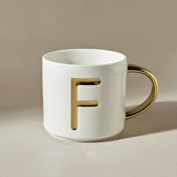 Karaca F Harfli Kupa 400 Ml Beyaz 