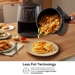 Karaca Air Pro Cook 3 In 1 XL Ev Yemeği, Közleme, Airfryer Blue Gray 4 Kişilik