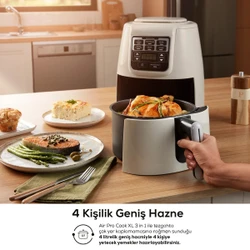 Karaca Air Pro Cook 3 In 1 XL Ev Yemeği, Közleme, Airfryer Blue Gray 4 Kişilik