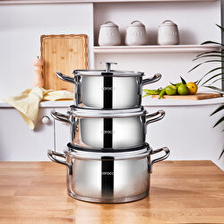 Karaca Vapor New İndüksiyon Tabanlı 6 Parça Çelik Tencere Seti