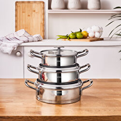 Karaca Vapor New İndüksiyon Tabanlı 6 Parça Çelik Sahan Set