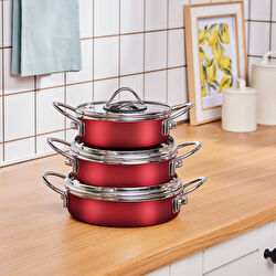 Karaca Ateş Emaye 6 Parça Omlet Seti Bordo