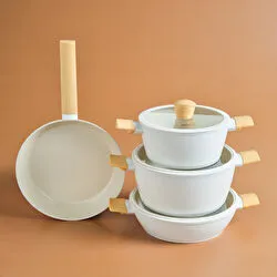 Karaca x Refika Swiss Crystal Almond Cream 7 Parça Tencere Seti