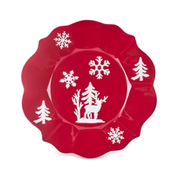 Karaca New Year Yılbaşı Snowy Pasta Tabağı 24 Cm Kırmızı 