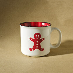 Karaca New Year Yılbaşı Ekose Gingerbread Kupa 550 Ml Kırmızı