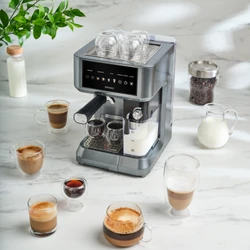 Karaca MyCaffe Barista S10 Entegre Süt Hazneli, Espresso, Latte ve Cappuccino Makinesi Galaxy Grey