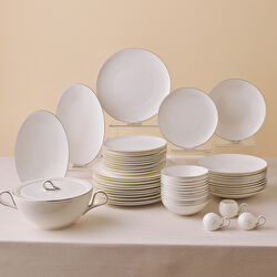 Karaca Fine Pearl Extra Chanak 55 Parça 12 Kişilik Yemek Takımı Platin