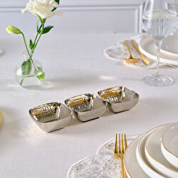 Karaca Loren 3'lü Mini Çerezlik Gold 24,5x8x3,5 cm