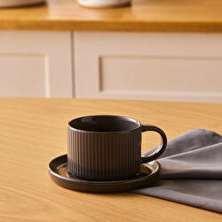 Karaca Massimo Çay Fincanı ve Tabağı Antrasit 195 ml