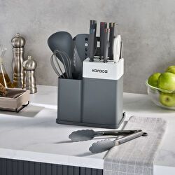 Karaca Yame Kesme Tahtası ve Servis Setli 12 Parça Bıçak Seti Siyah