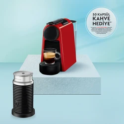 Nespresso D35 Essenza Mini Kırmızı Kahve Makinesi ve Süt Köpürtücü Aksesuar_0