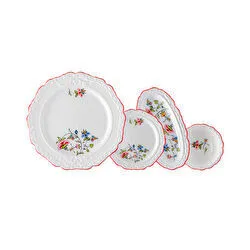 İstanbul Porselen Zeren 14 Parça 6 Kişilik Kahvaltı Takımı Kırmızı