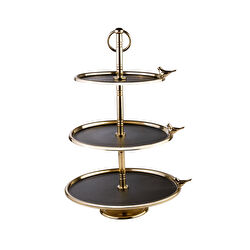 Karaca Black Birdy 3 Katlı Servislik 45 cm