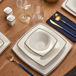 Karaca Fine Pearl Norma 62 Parça 12 Kişilik Yemek Takımı Gold