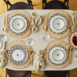 Karaca Almond Ethnic Porselen 24 Parça 6 Kişilik Yemek Takımı