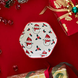 Karaca New Year Yılbaşı Snowman Hexagon Çerezlik 10 cm