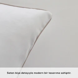 Karaca Home White Collection Vinas 80 Tel %100 Pamuk Çift Kişilik Saten Biyeli Nevresim Takımı Beyaz