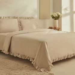 Karaca Home Pure Ruffle %100 Pamuk Çift Kişilik Nevresim Takımı Ekru