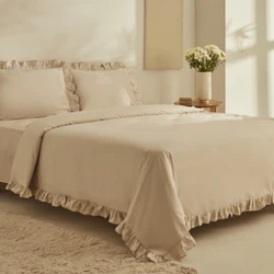 Karaca Home Pure Ruffle %100 Pamuk Tek Kişilik Nevresim Takımı Ekru