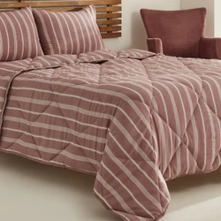 Sarah Anderson Barlet Çift Kişilik Comfort Set Çizgili Bordo