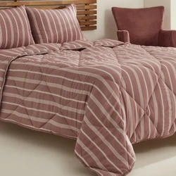 Sarah Anderson Barlet Tek Kişilik Comfort Set Çizgili Bordo 