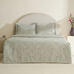 Karaca Home Myra Çift Kişilik Çiçekli Yatak Örtüsü Pudra