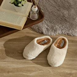 Karaca Home Cosy Peluş Kadın Ev Terliği 36-37 Numara Beyaz/Kahverengi