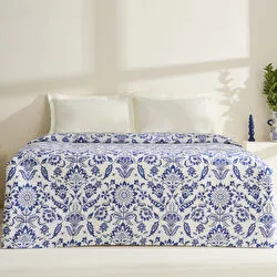 Karaca Home Sven %100 Pamuk Çift Kişilik Tek Pike Mavi