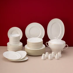 Emsan Alicia Fine Bone 60 Parça 12 Kişilik Yuvarlak  Yemek Takımı Platin