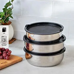 Emsan Bella Kısa Mini 3'lü Çelik Saklama Kabı