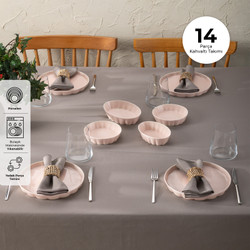 Emsan Cozy 14 Parça 6 Kişilik Porselen Kahvaltı Takımı Pembe